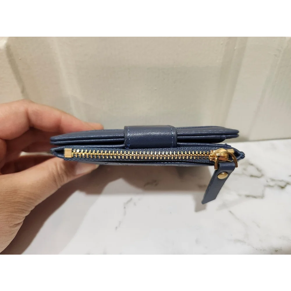 Crisscross Pattern Buckle Wallet In Blue